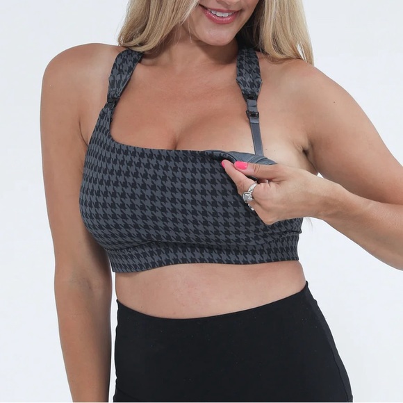 Chloé 4 Running Nursing & Pumping Sports Bra (Dark Houndstooth) - Picture 3 of 7